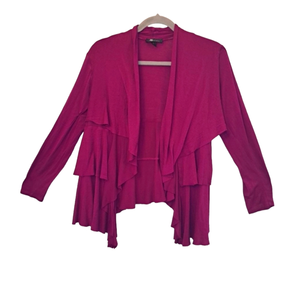 AB Studio Pink Lightweight Ruffle Cardigan Size Medium